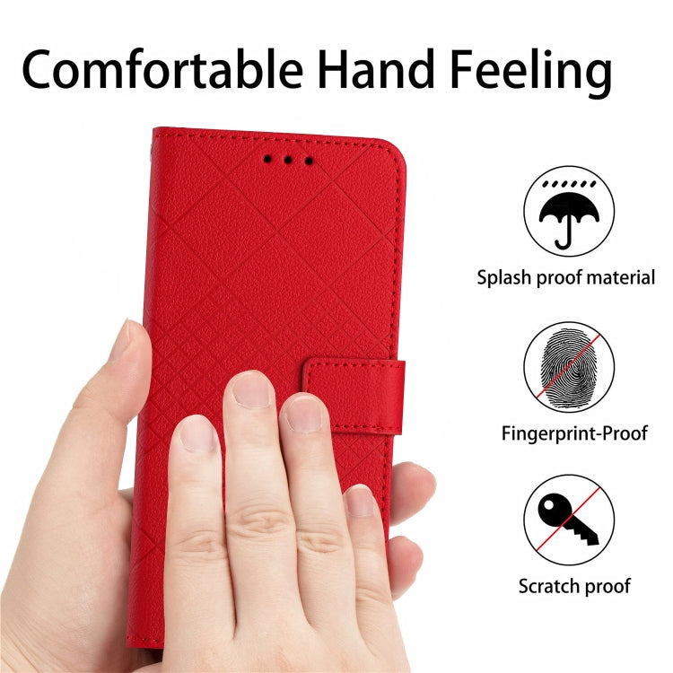 For iPhone 16 Pro Rhombic Grid Texture Leather Phone Case(Red) - iPhone 16 Pro Cases by buy2fix | Online Shopping UK | buy2fix