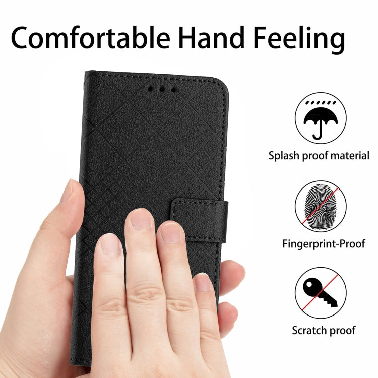 For Samsung Galaxy S21 Ultra 5G Rhombic Grid Texture Leather Phone Case(Black) - Galaxy S21 Ultra 5G Cases by buy2fix | Online Shopping UK | buy2fix