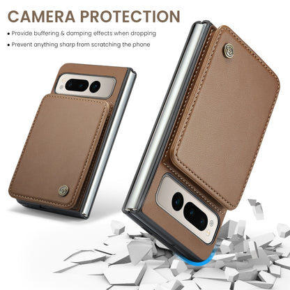 For Google Pixel Fold CaseMe C22 PC+TPU Business Style RFID Anti-theft Leather Phone Case(Brown) - Google Cases by CaseMe | Online Shopping UK | buy2fix