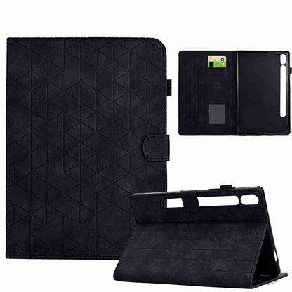 For Samsung Galaxy Tab S9 Rhombus TPU Smart Leather Tablet Case(Black) - Galaxy Tab S9 Cases by buy2fix | Online Shopping UK | buy2fix