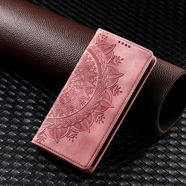 For iPhone 16 Pro Totem Embossed Magnetic Leather Phone Case(Rose Gold) - iPhone 16 Pro Cases by buy2fix | Online Shopping UK | buy2fix