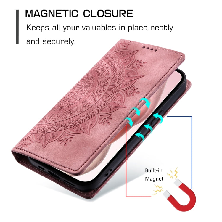 For iPhone 16 Pro Totem Embossed Magnetic Leather Phone Case(Rose Gold) - iPhone 16 Pro Cases by buy2fix | Online Shopping UK | buy2fix