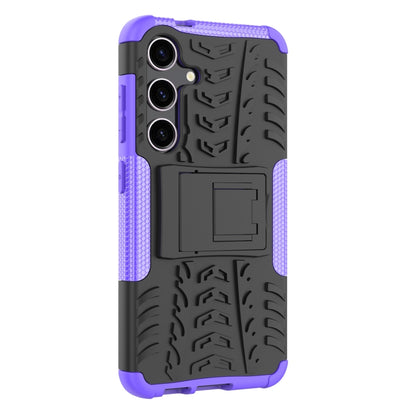 For Samsung Galaxy S24 5G Tire Texture TPU + PC Phone Case with Holder(Purple) - Galaxy S24 5G Cases by buy2fix | Online Shopping UK | buy2fix