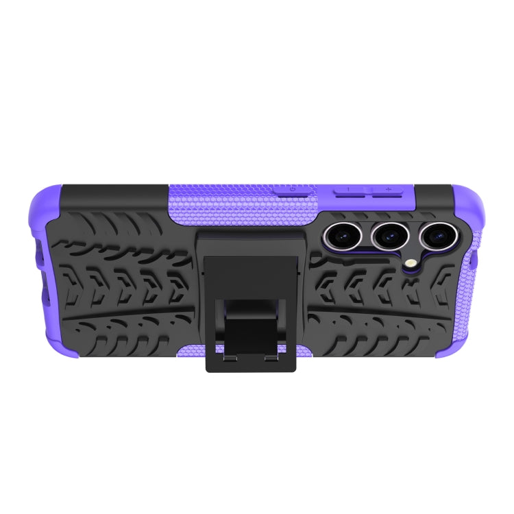 For Samsung Galaxy S24 5G Tire Texture TPU + PC Phone Case with Holder(Purple) - Galaxy S24 5G Cases by buy2fix | Online Shopping UK | buy2fix