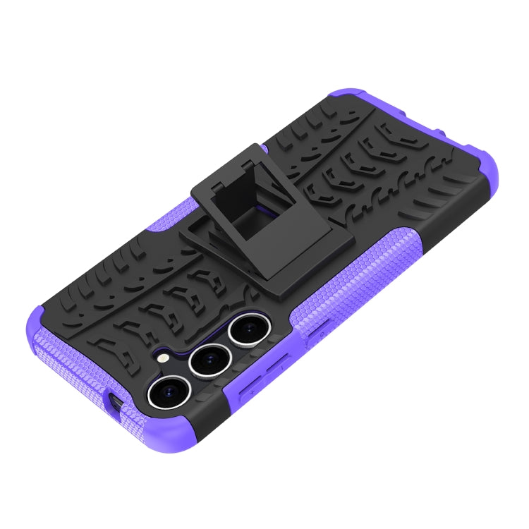 For Samsung Galaxy S24+ Tire Texture TPU + PC Phone Case with Holder(Purple) - Galaxy S24+ 5G Cases by buy2fix | Online Shopping UK | buy2fix