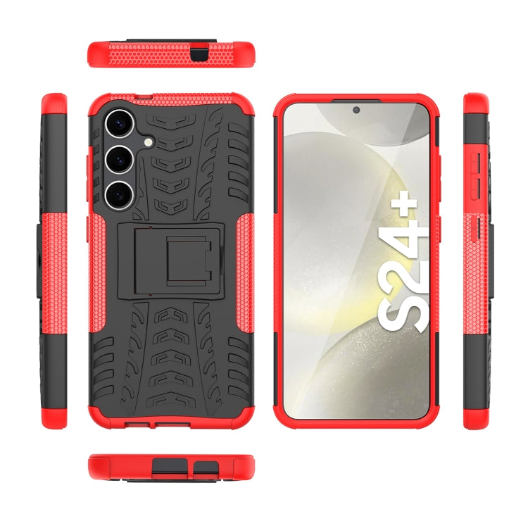 For Samsung Galaxy S24+ Tire Texture TPU + PC Phone Case with Holder(Red) - Galaxy S24+ 5G Cases by buy2fix | Online Shopping UK | buy2fix