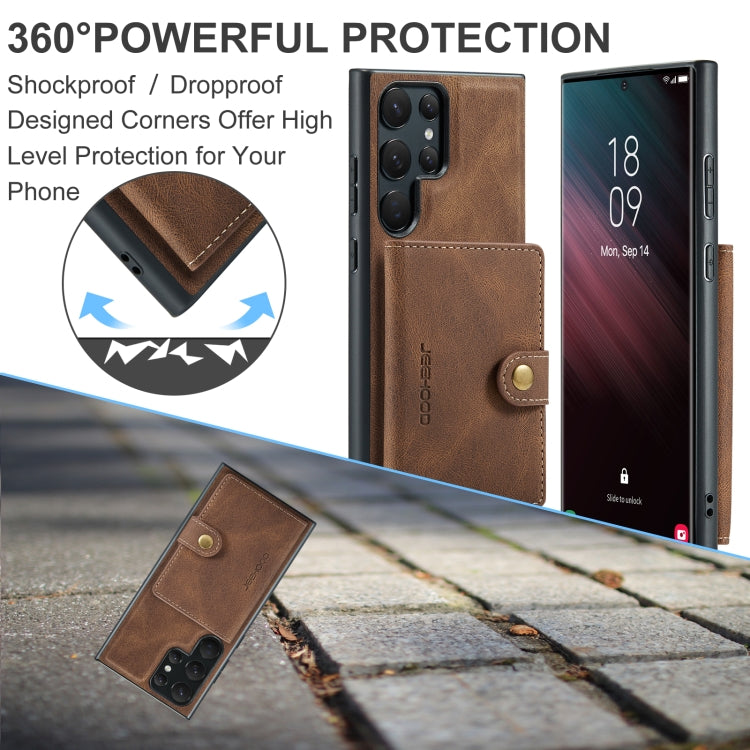 For Samsung Galaxy S24 Ultra 5G JEEHOOD J01 Retro Magnetic Detachable Wallet Phone Case(Brown) - Galaxy S24 Ultra 5G Cases by JEEHOOD | Online Shopping UK | buy2fix