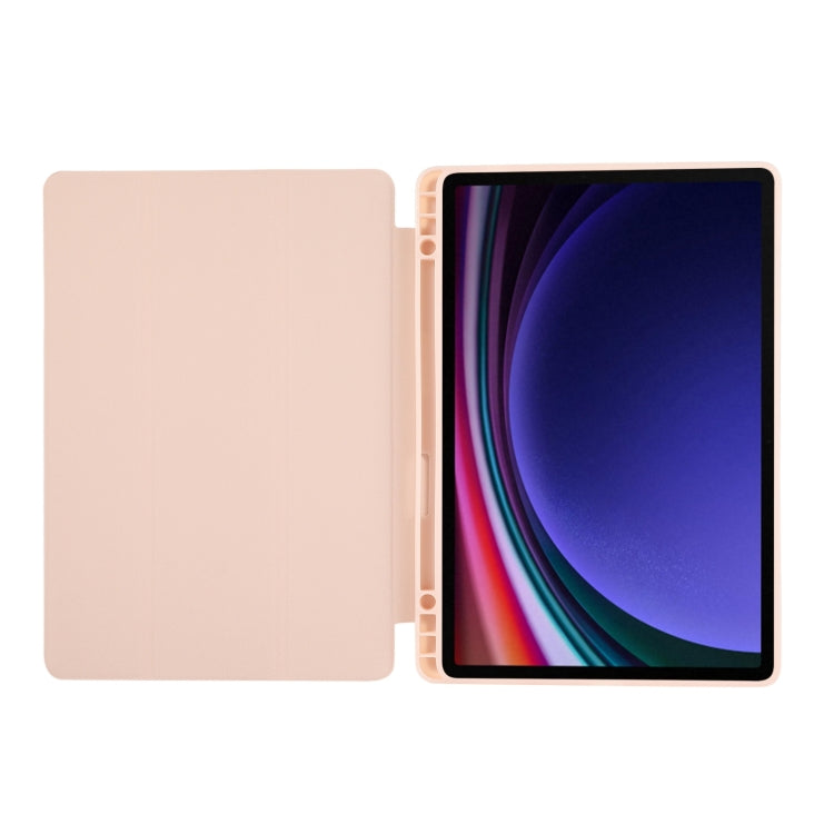 For Samsung Galaxy Tab S9 FE 3-Fold Pure Color TPU Leather Tablet Case with Pen Slot(Pink) - Galaxy Tab S9 FE by buy2fix | Online Shopping UK | buy2fix