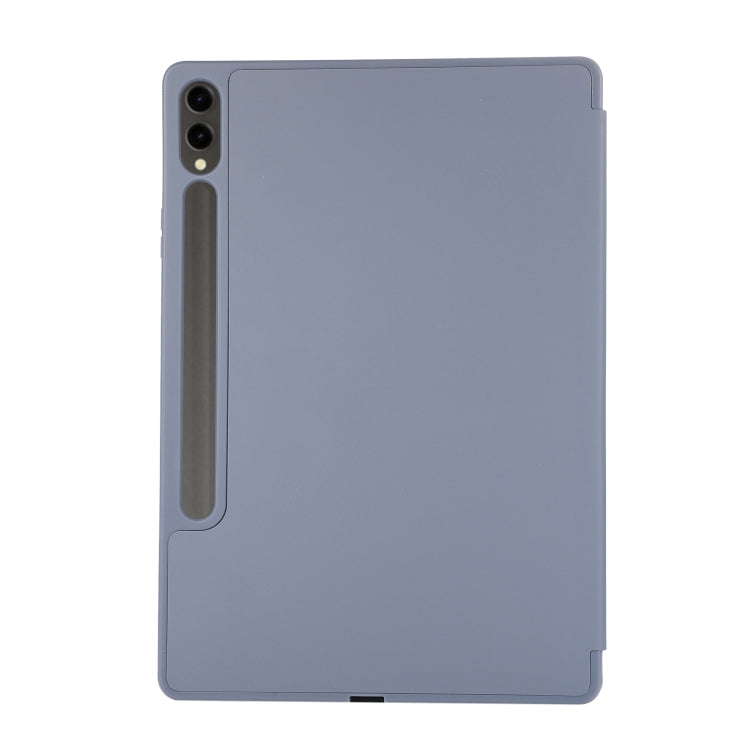 For Samsung Galaxy Tab S9+ 3-Fold Pure Color TPU Leather Tablet Case with Pen Slot(Lavender) - Galaxy Tab S9+ Cases by buy2fix | Online Shopping UK | buy2fix