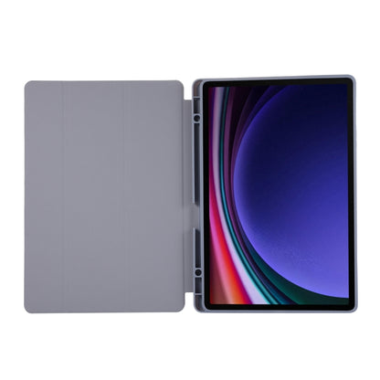 For Samsung Galaxy Tab S9+ 3-Fold Pure Color TPU Leather Tablet Case with Pen Slot(Lavender) - Galaxy Tab S9+ Cases by buy2fix | Online Shopping UK | buy2fix