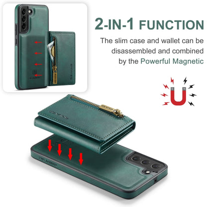 For Samsung Galaxy S22 DG.MING M5 Series Zip RFID Multi Card Detachable Leather Phone Case(Green) - Galaxy S22 5G Cases by DG.MING | Online Shopping UK | buy2fix