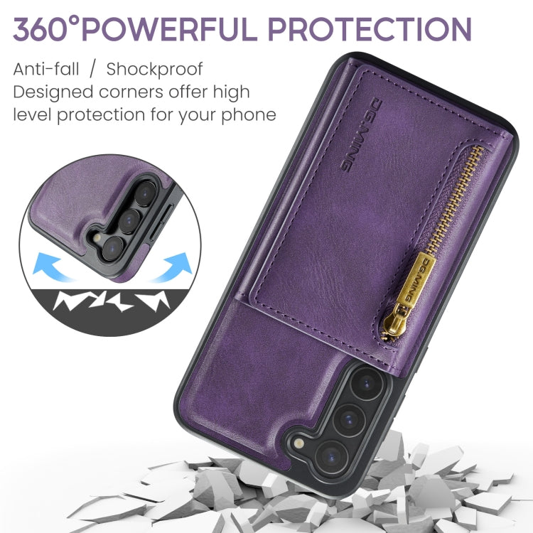 For Samsung Galaxy S23 DG.MING M5 Series Zip RFID Multi Card Detachable Leather Phone Case(Purple) - Galaxy S23 5G Cases by DG.MING | Online Shopping UK | buy2fix