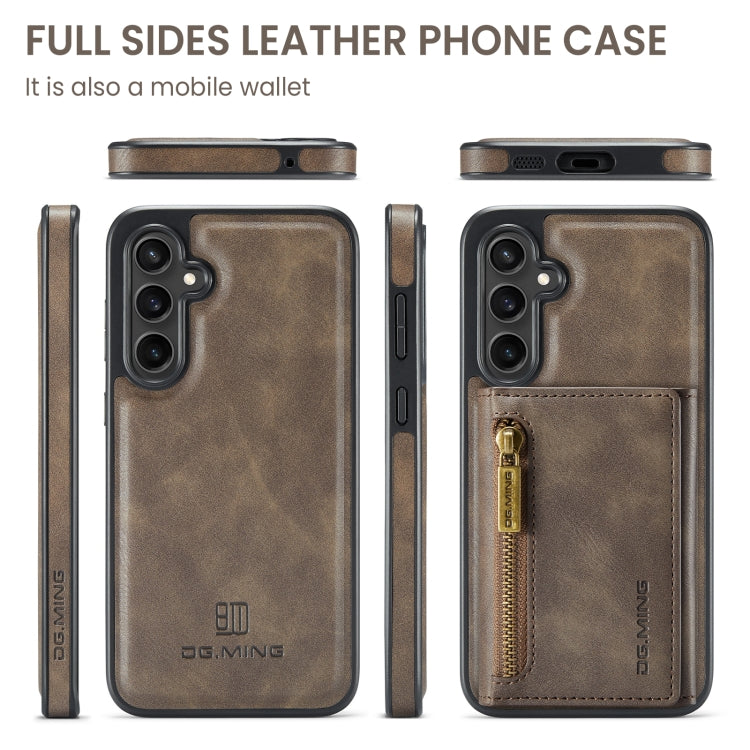 For Samsung Galaxy S23 FE 5G DG.MING M5 Series Zip RFID Multi Card Detachable Leather Phone Case(Coffee) - Galaxy S23 FE 5G Cases by DG.MING | Online Shopping UK | buy2fix