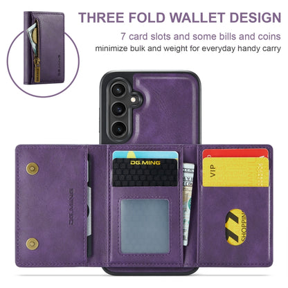 For Samsung Galaxy S24 FE 5G DG.MING M5 Series Zip RFID Multi Card Detachable Leather Phone Case(Purple) - Galaxy S24 FE 5G Cases by DG.MING | Online Shopping UK | buy2fix