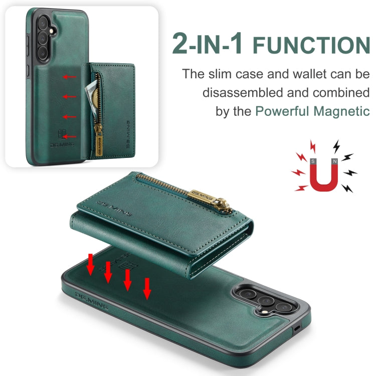 For Samsung Galaxy S24 FE 5G DG.MING M5 Series Zip RFID Multi Card Detachable Leather Phone Case(Green) - Galaxy S24 FE 5G Cases by DG.MING | Online Shopping UK | buy2fix