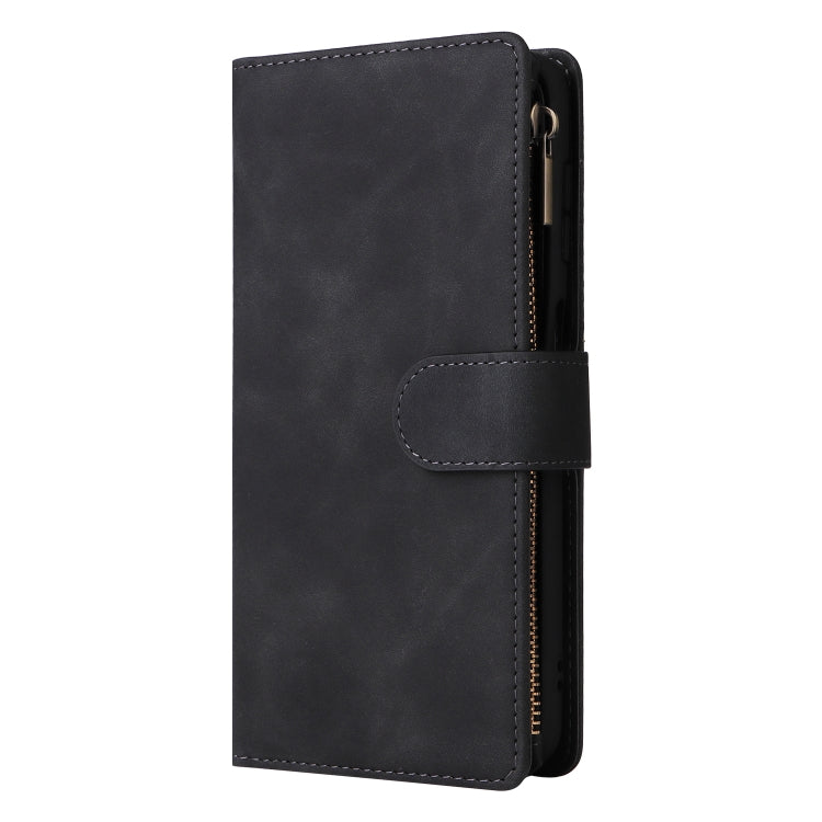 For Samsung Galaxy S24+ 5G Multifunctional Frosted Zipper Wallet Leather Phone Case(Black) - Galaxy S24+ 5G Cases by buy2fix | Online Shopping UK | buy2fix