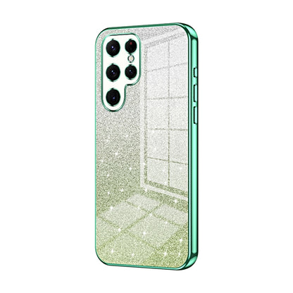 For Samsung Galaxy S22 Ultra 5G Gradient Glitter Powder Electroplated Phone Case(Green) - Galaxy S22 Ultra 5G Cases by buy2fix | Online Shopping UK | buy2fix