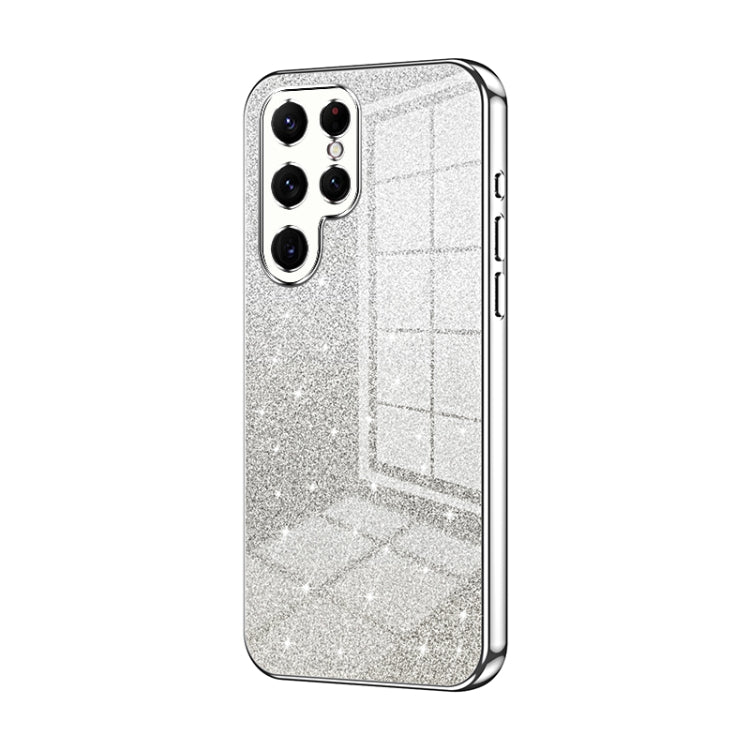For Samsung Galaxy S22 Ultra 5G Gradient Glitter Powder Electroplated Phone Case(Silver) - Galaxy S22 Ultra 5G Cases by buy2fix | Online Shopping UK | buy2fix