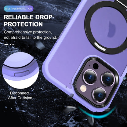 For iPhone 15 Plus MagSafe Holder Skin-feel PC Hybrid TPU Phone Case(Purple) - iPhone 15 Plus Cases by buy2fix | Online Shopping UK | buy2fix