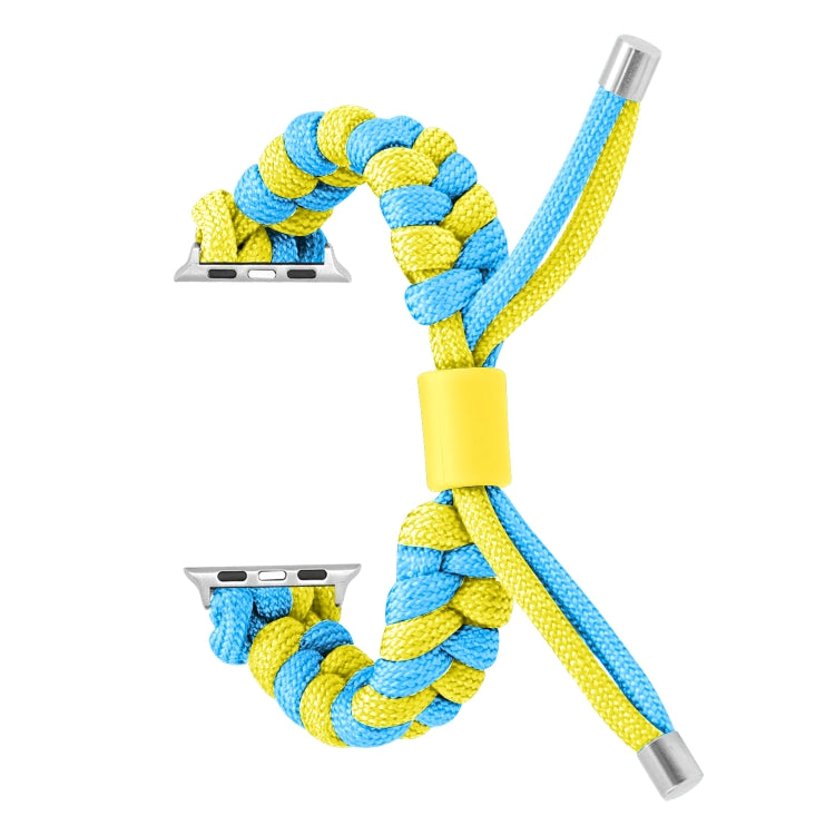 For Apple Watch Ultra 49mm Paracord Fishtail Braided Silicone Bead Watch Band(Light Blue Yellow) - Watch Bands by buy2fix | Online Shopping UK | buy2fix