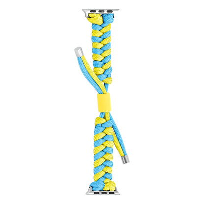 For Apple Watch Ultra 49mm Paracord Fishtail Braided Silicone Bead Watch Band(Light Blue Yellow) - Watch Bands by buy2fix | Online Shopping UK | buy2fix