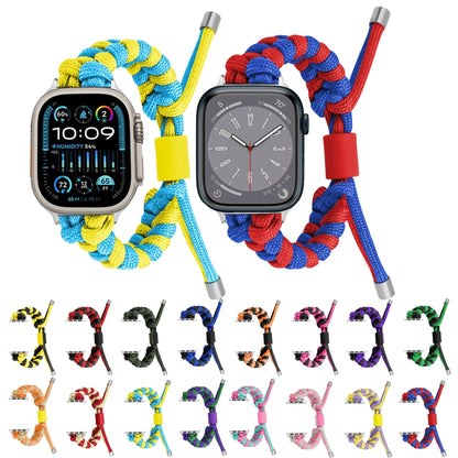 For Apple Watch Ultra 2 49mm Paracord Fishtail Braided Silicone Bead Watch Band(Rose Red Green) - Watch Bands by buy2fix | Online Shopping UK | buy2fix