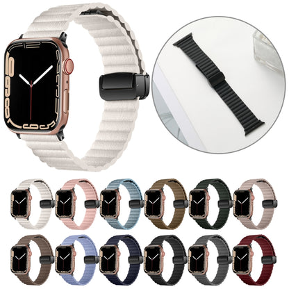 For Apple Watch Series 5 40mm Water Ripple Magnetic Folding Buckle Watch Band, Style: Bold Version(Khaki) - Watch Bands by buy2fix | Online Shopping UK | buy2fix