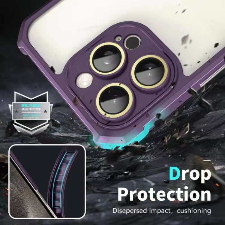 For iPhone 16 Pro Max Shockproof Acrylic Phone Case with Lens Glass Film(Purple) - iPhone 16 Pro Max Cases by buy2fix | Online Shopping UK | buy2fix