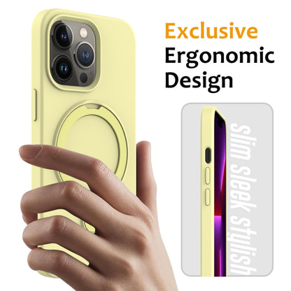 For iPhone 13 Pro MagSafe Magnetic Liquid Silicone Phone Case with Ring Holder(Yellow) - iPhone 13 Pro Cases by buy2fix | Online Shopping UK | buy2fix