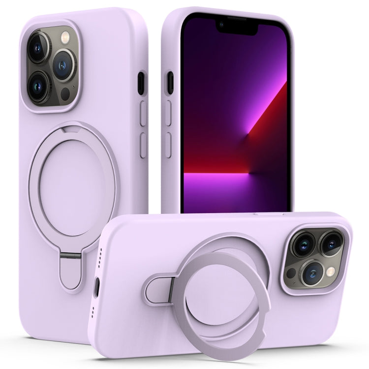 For iPhone 13 Pro MagSafe Magnetic Liquid Silicone Phone Case with Ring Holder(Lilac Purple) - iPhone 13 Pro Cases by buy2fix | Online Shopping UK | buy2fix