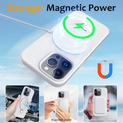 For iPhone 16 Pro Liquid Silicone MagSafe Magnetic Phone Case with Ring Holder(White) - iPhone 16 Pro Cases by buy2fix | Online Shopping UK | buy2fix