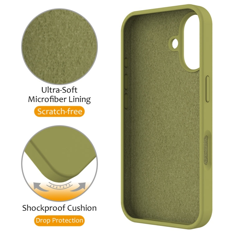 For iPhone 16 Liquid Silicone MagSafe Magnetic Phone Case with Ring Holder(Willow Green) - iPhone 16 Cases by buy2fix | Online Shopping UK | buy2fix