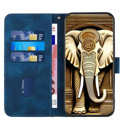 For iPhone 16 Pro YX0060 Elephant Head Embossed Phone Leather Case with Lanyard(Royal Blue) - iPhone 16 Pro Cases by buy2fix | Online Shopping UK | buy2fix