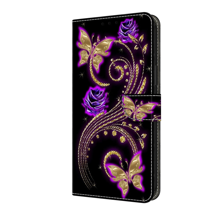 For Samsung Galaxy A55 5G Crystal 3D Shockproof Protective Leather Phone Case(Purple Flower Butterfly) - Galaxy Phone Cases by buy2fix | Online Shopping UK | buy2fix