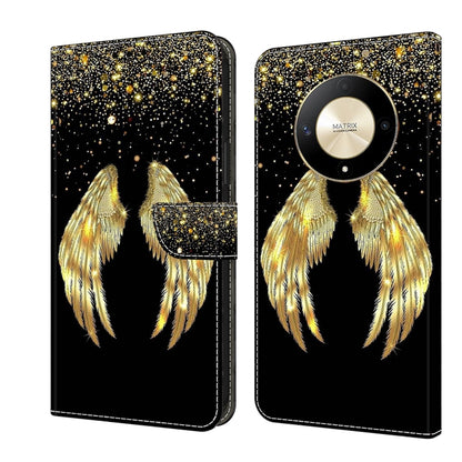 For Honor Magic6 Lite Crystal 3D Shockproof Protective Leather Phone Case(Golden Wings) - Honor Cases by buy2fix | Online Shopping UK | buy2fix