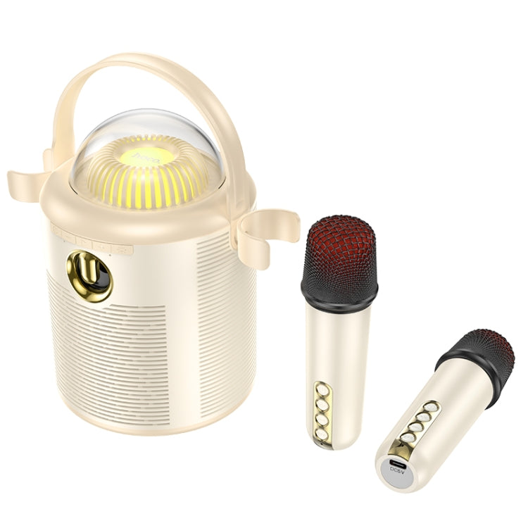 hoco BS59 Pearlescent Wireless Karaoke Bluetooth Speaker with Dual Mic(Beige) - Desktop Speaker by hoco | Online Shopping UK | buy2fix