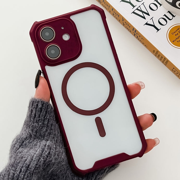 For iPhone 12 Colorful Two-Color Lens Film MagSafe Magnetic Horn Acrylic+TPU Case(Red) - iPhone 12 / 12 Pro Cases by buy2fix | Online Shopping UK | buy2fix