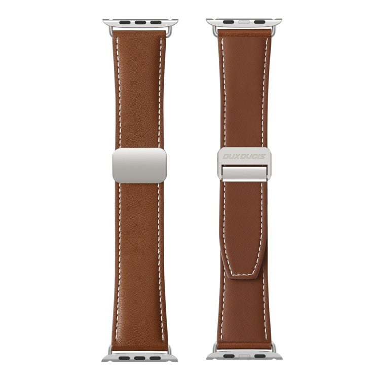 For Apple Watch Series 9 45mm DUX DUCIS YA Series Magnetic Buckle Genuine Leather Watch Band(Brown) - Watch Bands by DUX DUCIS | Online Shopping UK | buy2fix