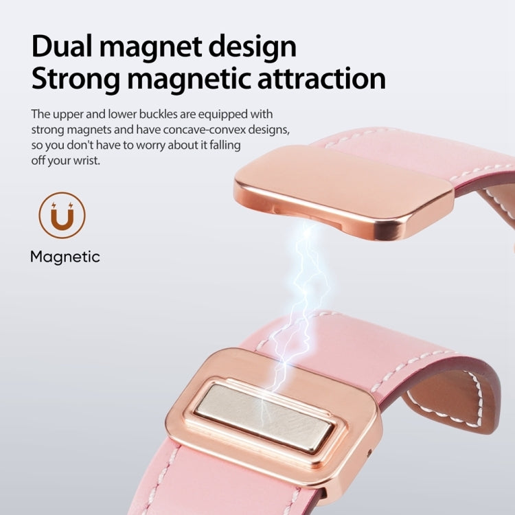 For Apple Watch Series 9 45mm DUX DUCIS YA Series Magnetic Buckle Genuine Leather Watch Band(Pink) - Watch Bands by DUX DUCIS | Online Shopping UK | buy2fix