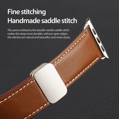 For Apple Watch Series 9 41mm DUX DUCIS YA Series Magnetic Buckle Genuine Leather Watch Band(Brown) - Watch Bands by DUX DUCIS | Online Shopping UK | buy2fix