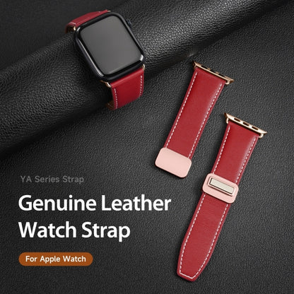 For Apple Watch Ultra 49mm DUX DUCIS YA Series Magnetic Buckle Genuine Leather Watch Band(Red) - Watch Bands by DUX DUCIS | Online Shopping UK | buy2fix