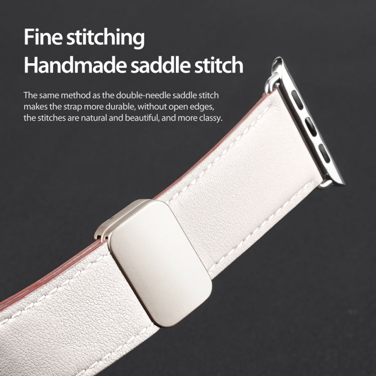 For Apple Watch Series 8 41mm DUX DUCIS YA Series Magnetic Buckle Genuine Leather Watch Band(White) - Watch Bands by DUX DUCIS | Online Shopping UK | buy2fix