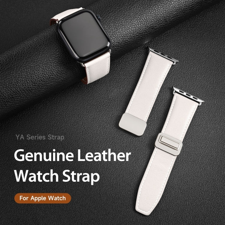 For Apple Watch Series 6 40mm DUX DUCIS YA Series Magnetic Buckle Genuine Leather Watch Band(White) - Watch Bands by DUX DUCIS | Online Shopping UK | buy2fix