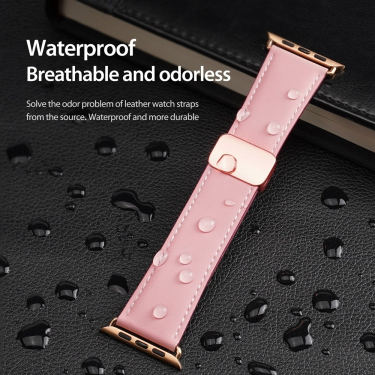 For Apple Watch Series 6 44mm DUX DUCIS YA Series Magnetic Buckle Genuine Leather Watch Band(Pink) - Watch Bands by DUX DUCIS | Online Shopping UK | buy2fix