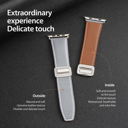 For Apple Watch Series 2 42mm DUX DUCIS YA Series Magnetic Buckle Genuine Leather Watch Band(Grey) - Watch Bands by DUX DUCIS | Online Shopping UK | buy2fix