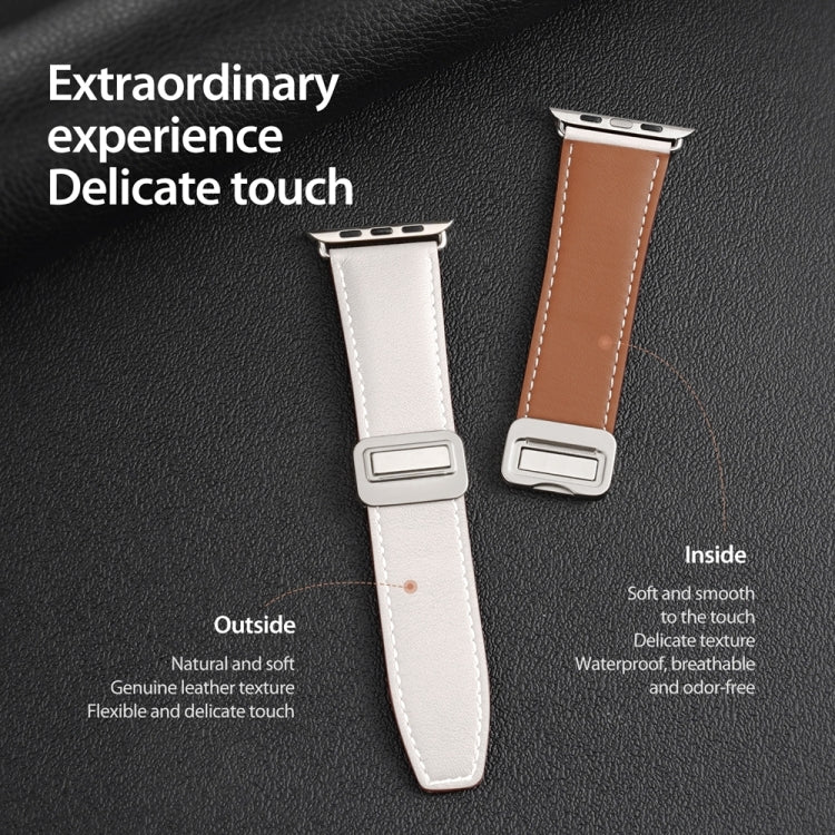 For Apple Watch Series 2 38mm DUX DUCIS YA Series Magnetic Buckle Genuine Leather Watch Band(White) - Watch Bands by DUX DUCIS | Online Shopping UK | buy2fix