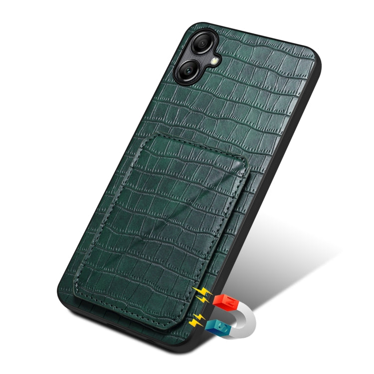 For Samsung Galaxy A05s Denior Imitation Crocodile Leather Back Phone Case with Holder(Green) - Galaxy Phone Cases by Denior | Online Shopping UK | buy2fix