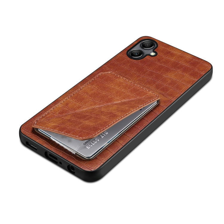 For Samsung Galaxy A23 4G /5G Denior Imitation Crocodile Leather Back Phone Case with Holder(Brown) - Galaxy Phone Cases by Denior | Online Shopping UK | buy2fix