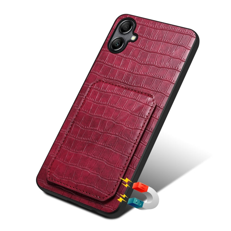 For Samsung Galaxy A32 5G Denior Imitation Crocodile Leather Back Phone Case with Holder(Rose Red) - Galaxy Phone Cases by Denior | Online Shopping UK | buy2fix