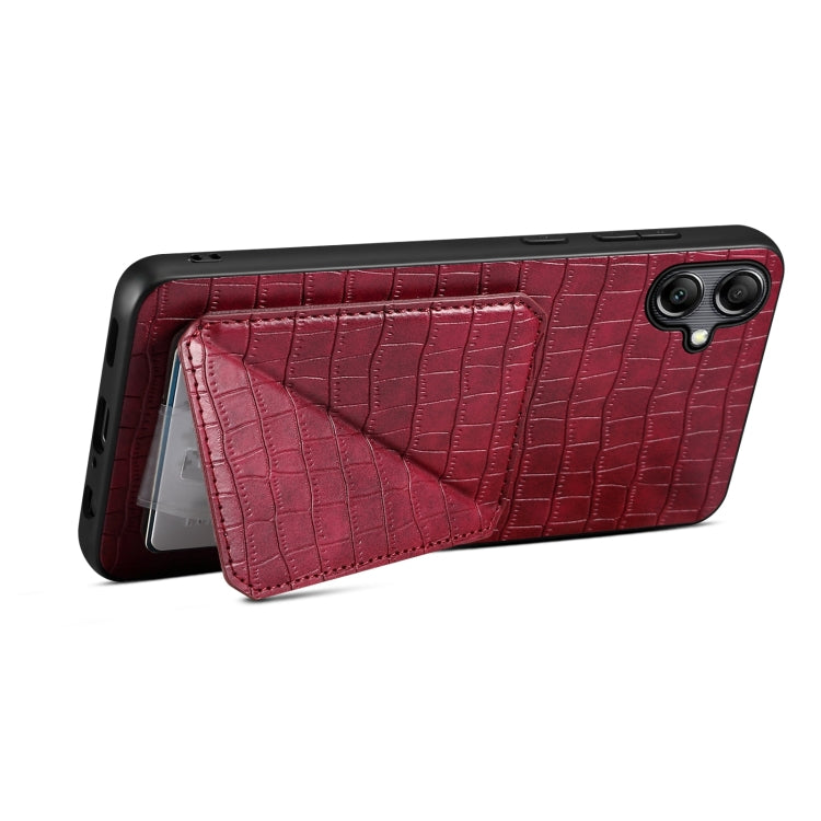 For Samsung Galaxy S24 Ultra 5G Denior Imitation Crocodile Leather Back Phone Case with Holder(Rose Red) - Galaxy S24 Ultra 5G Cases by Denior | Online Shopping UK | buy2fix
